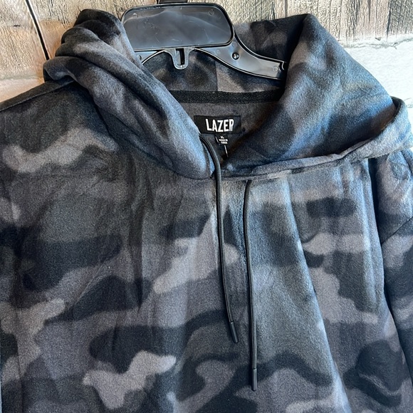 Lazer Lazer Mens Polar Fleece Pullover Hoodie Camo Gray - Picture 6 of 7